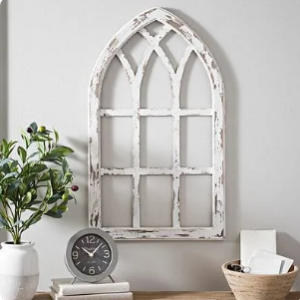 Antiqued White Window Pane Arch Plaque